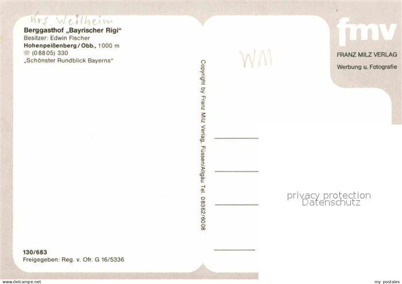 72829541 Hohenpeissenberg Berggasthof Bayrischer Rigi Brandach - Other & Unclassified