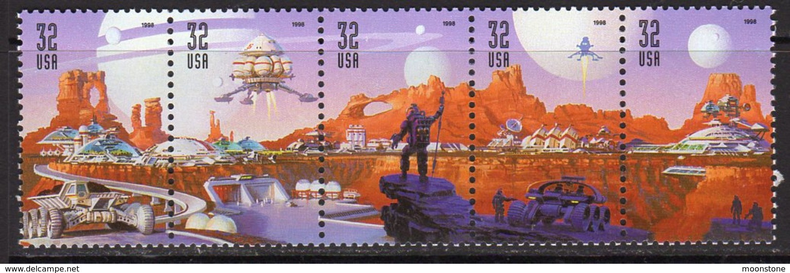 USA 1998 Future Of Space Travel Strip Of 5, MNH (SG 3512/6) - Unused Stamps