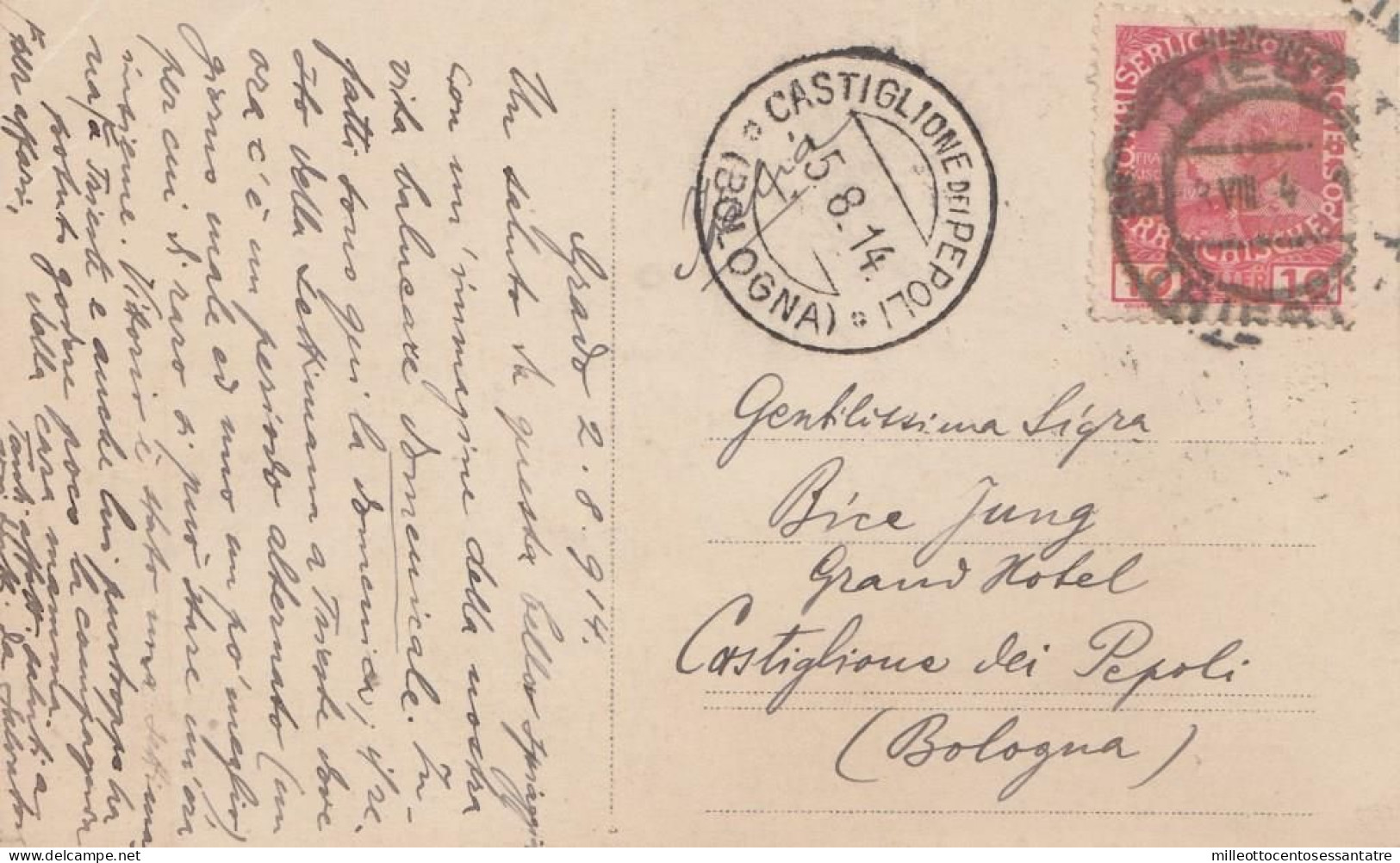 869  - AUSTRIA - Cartolina Postale Fotografica - Del 1914 Da Trieste (A) A Castiglione Dei Pepoli Con Heller 10 Rosso - Storia Postale