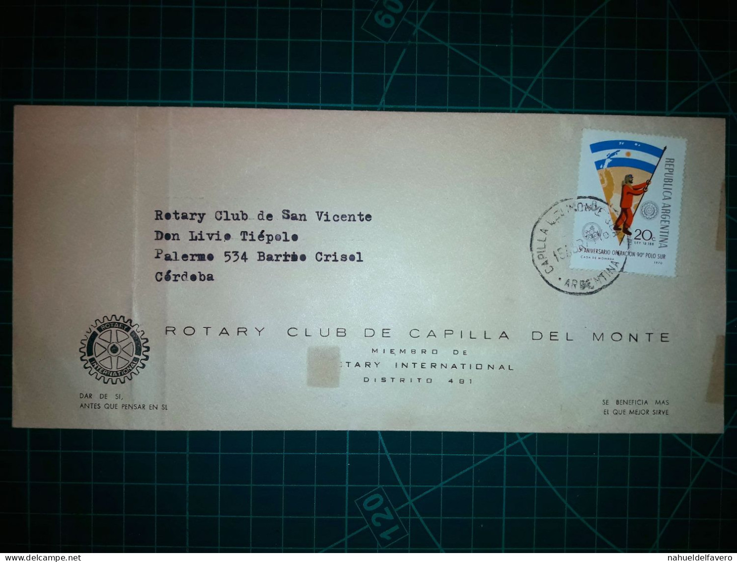 ARGENTINE, Enveloppe Largo Appartenant Au "Rotary Club De Capilla Del Monte" Circulait à Cordoue Dans Les Années 1970 - Gebruikt