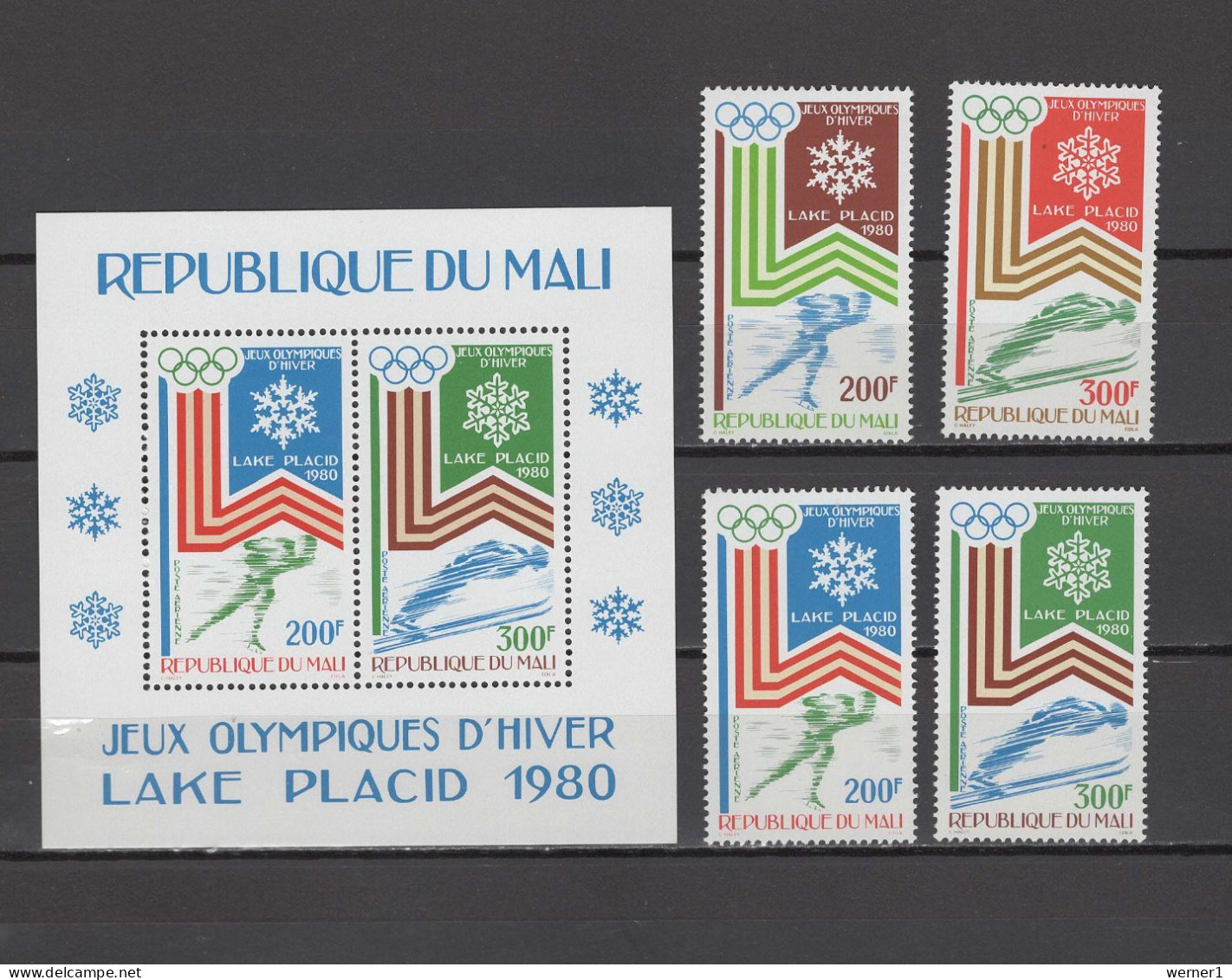 Mali 1980 Olympic Games Lake Placid Set Of 4 + S/s MNH - Hiver 1980: Lake Placid