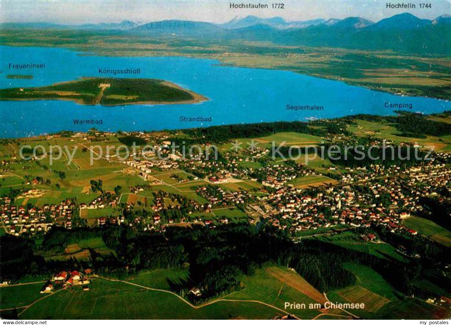 72829429 Prien Chiemsee Fliegeraufnahme Koenigsschloss Hochstaufen Hochfelln Pri - Sonstige & Ohne Zuordnung