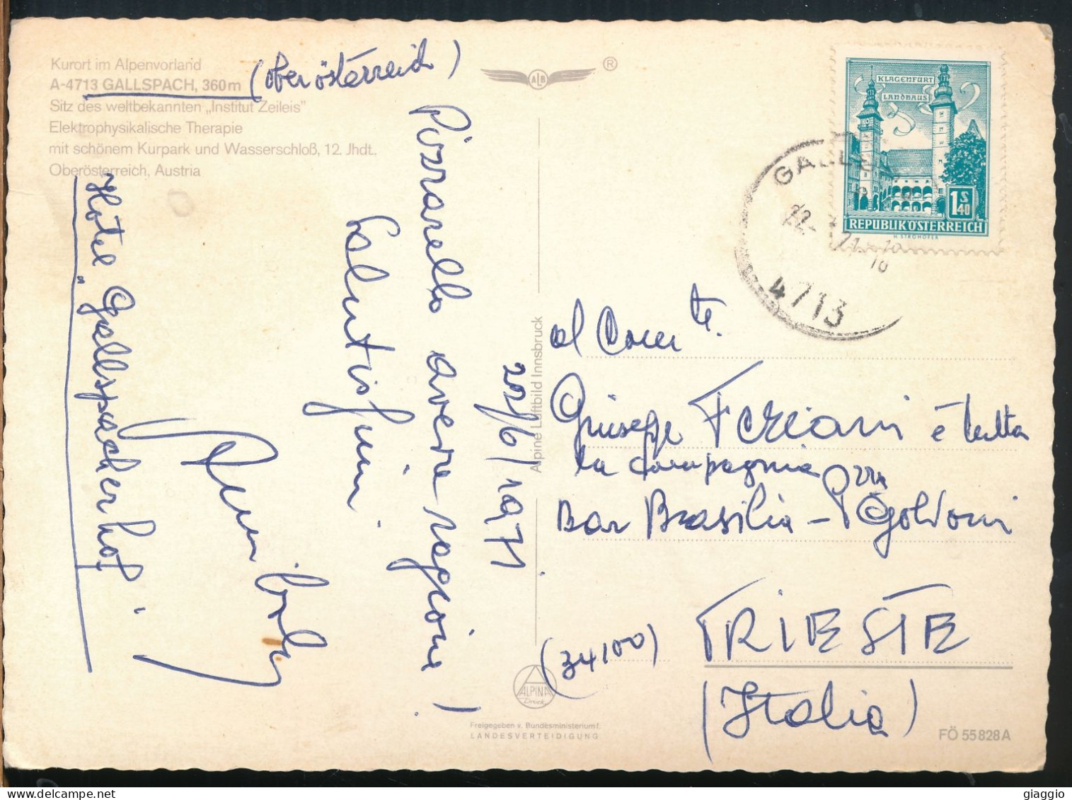 °°° 30988 - AUSTRIA - GALLSPACH - KURORT IM ALPENVORLAND - 1971 With Stamps °°° - Gallspach