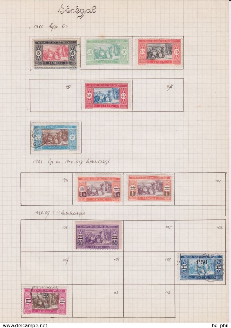 Lot 73 Timbres Sénégal A.O.F 1892 1899 1906 1912 1914 1922 1925 1935 1937 1938 1939 Neuf Et Oblitéré Avec Charnière - Altri & Non Classificati