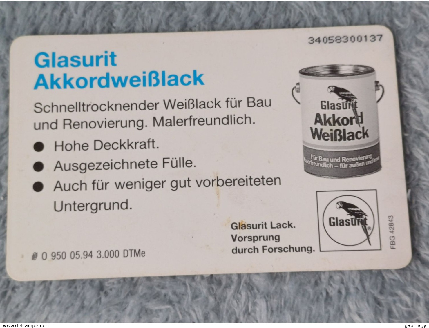 GERMANY-1172 - O 0950 - Glasurit 9 – Akkordweißlack (Puzzle 3/9) - 3.000ex. - O-Series : Séries Client