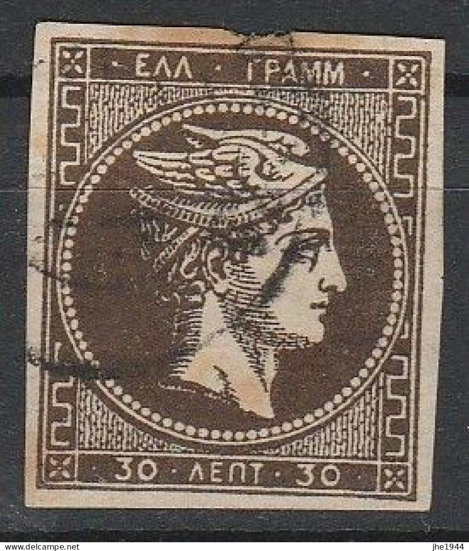 Grece N° 0041 30 L Brun Signé Au Verso - Used Stamps