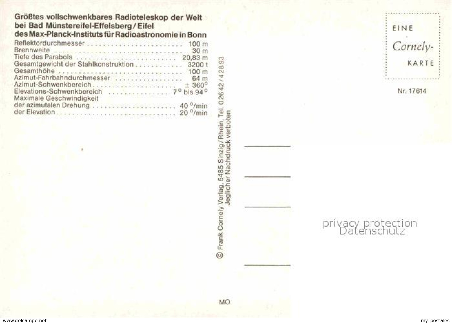 72828716 Effelsberg Radioteleskop Steuerraum Koenigszapfenraum Effelsberg - Bad Münstereifel