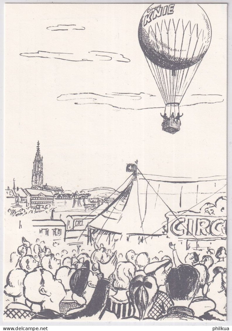 Zum. 343 / Mi. 668 Auf Ballonpostkarte - Gelaufen Ab Köniz - Jubiläums Ballonaufstieg 40 Jahre Zirkus Knie - Sonstige & Ohne Zuordnung