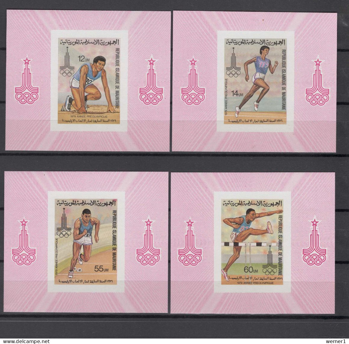 Mauritania 1979 Olympic Games Moscow, Athletics Set Of 4 S/s Imperf. MNH -scarce- - Zomer 1980: Moskou