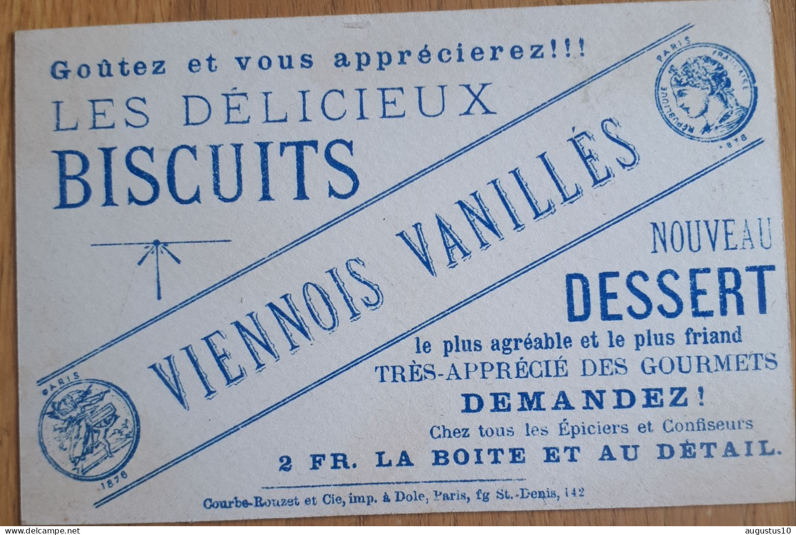 VINTAGE LITHOCHROMO Simili LIEBIG:  +- 1890: BISCUITS VIENNOIS : Colibri 6,8/10,3 Cm - Altri & Non Classificati