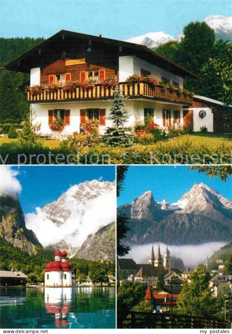 72828281 Schoenau Koenigssee Pension Gaestehaus Haus Koenigsforst Kirche Alpenbl - Andere & Zonder Classificatie