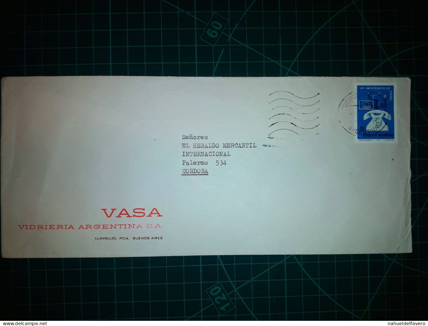 ARGENTINE, Enveloppe Largo Appartenant à "VASA, Vidrieria Argentina S.A." Circulait à Cordoba Capital Dans Les Années 19 - Used Stamps