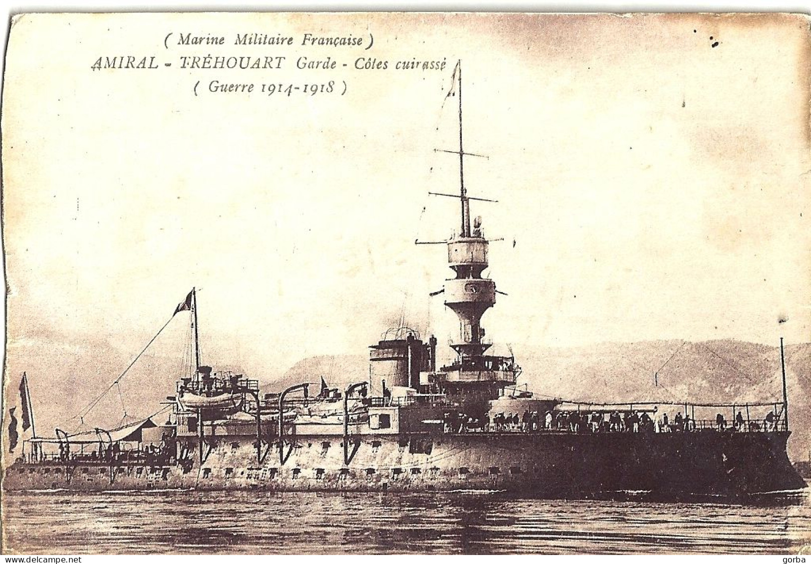 *CPA - Garde-Côtes Cuirassé - AMIRAL TREHOUART -  Marine Militaire Française - Guerre 14-18 - Warships