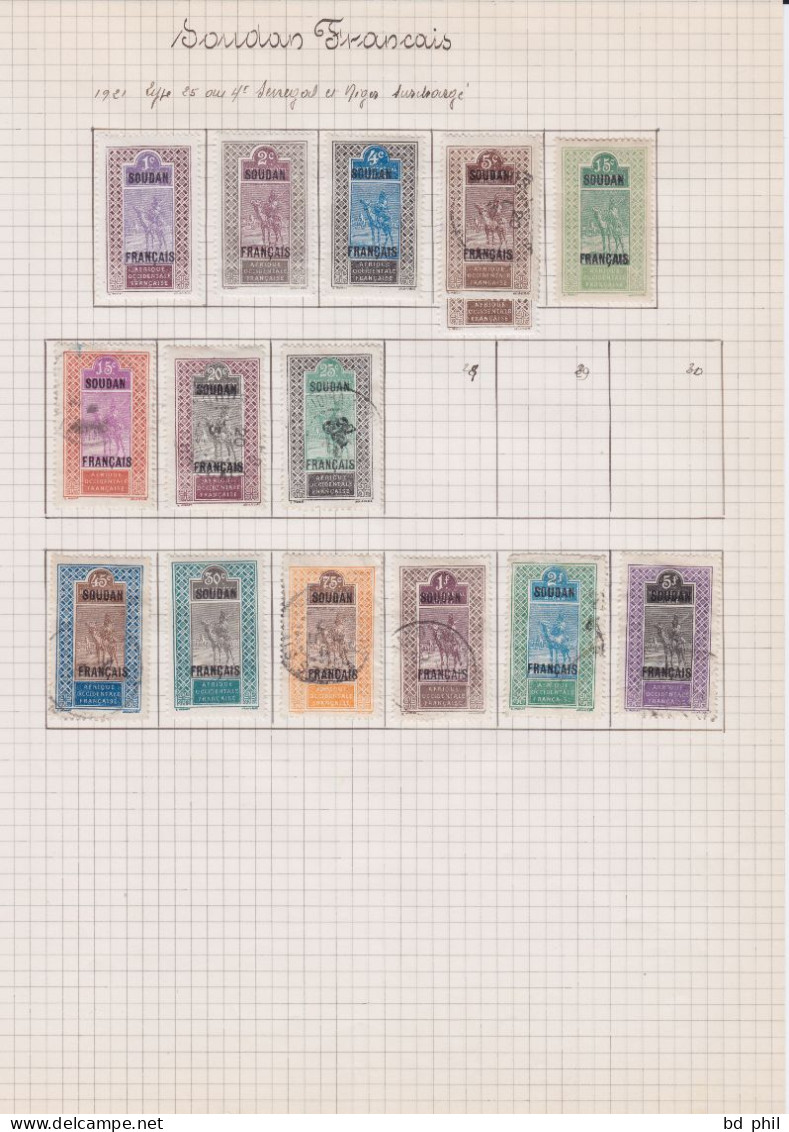 Lot 48 Timbres Soudan Français 1921 1922 1925 1931 1935 1937 1938 1939 Neuf Et Oblitéré Avec Charnière - Altri & Non Classificati