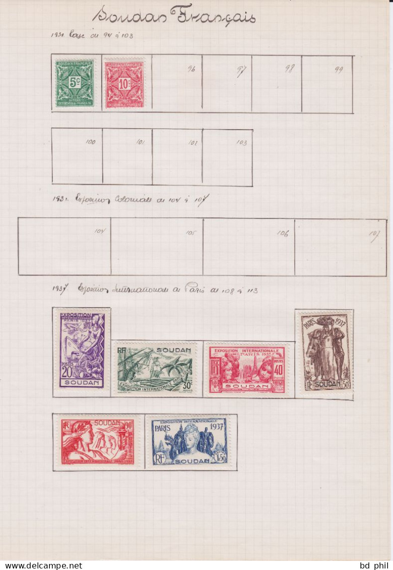 Lot 48 Timbres Soudan Français 1921 1922 1925 1931 1935 1937 1938 1939 Neuf Et Oblitéré Avec Charnière - Andere & Zonder Classificatie