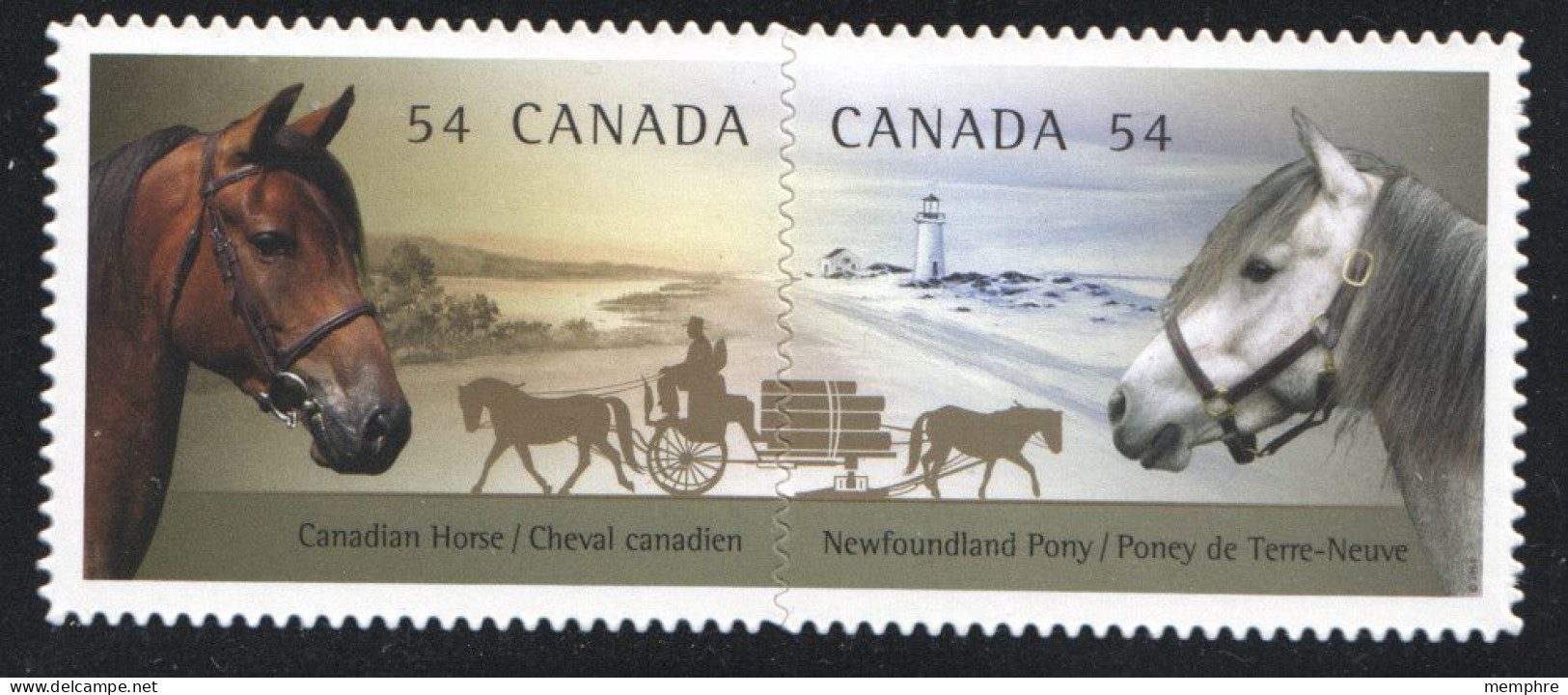 2009  Canadian Horses    Se-tenant Pair From Booklet  Sc 2330i MNH - Neufs