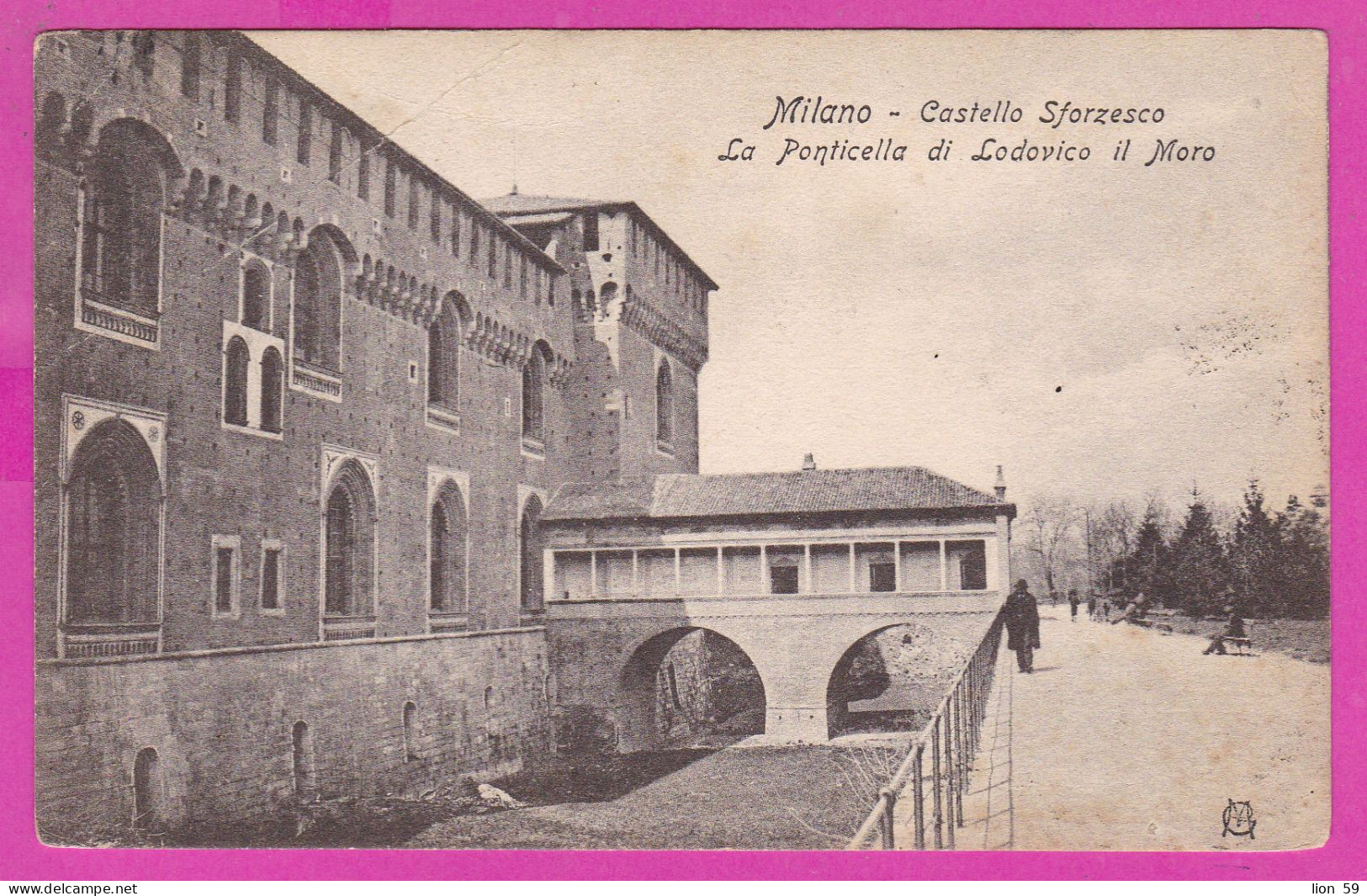 294075 / Italy - MILANO Castello Sforzesco La Ponticella Di Ludovico Il Moro PC 1908 USED 10 Cent. Vittorio Emanuele III - Marcofilía