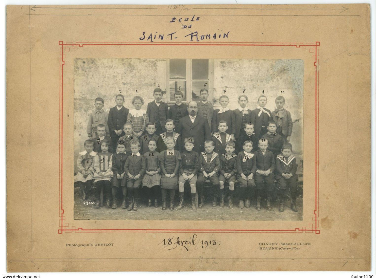 GRANDE PHOTO ORIGINALE école De SAINT ROMAIN Avec Noms De Famille Au Dos Instituteur M. DARD / 21 COTE D OR - Sonstige & Ohne Zuordnung