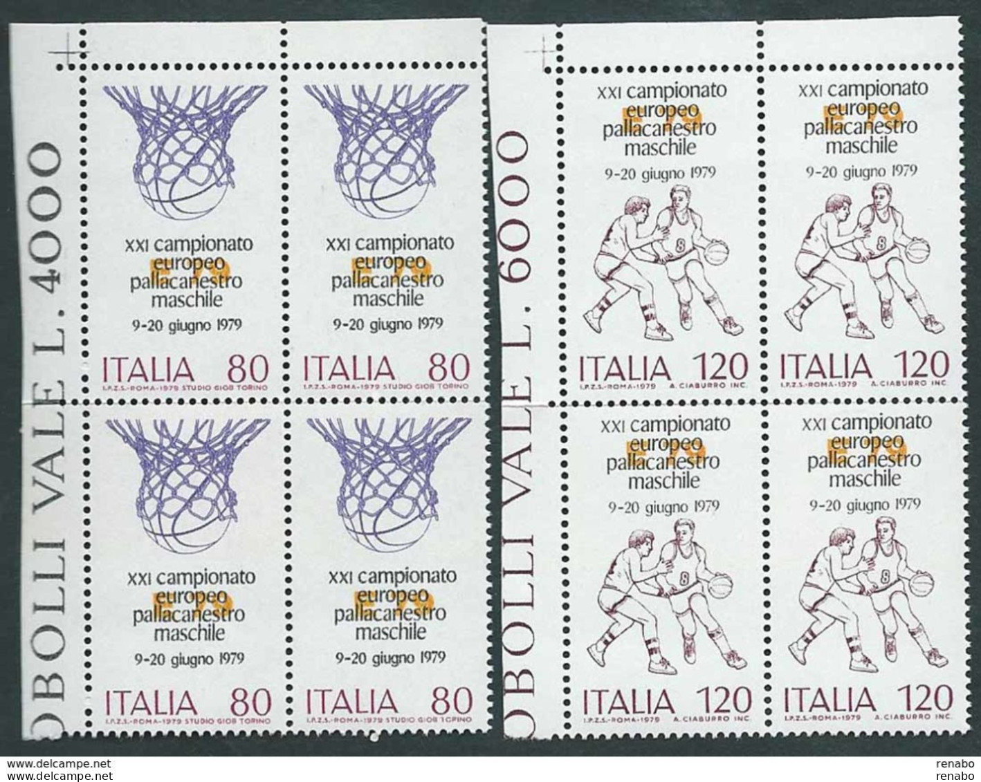 Italia, Italy, Italie, Italien 1979; European Basketball Championship Serie Completa In Quartine. - Basket-ball