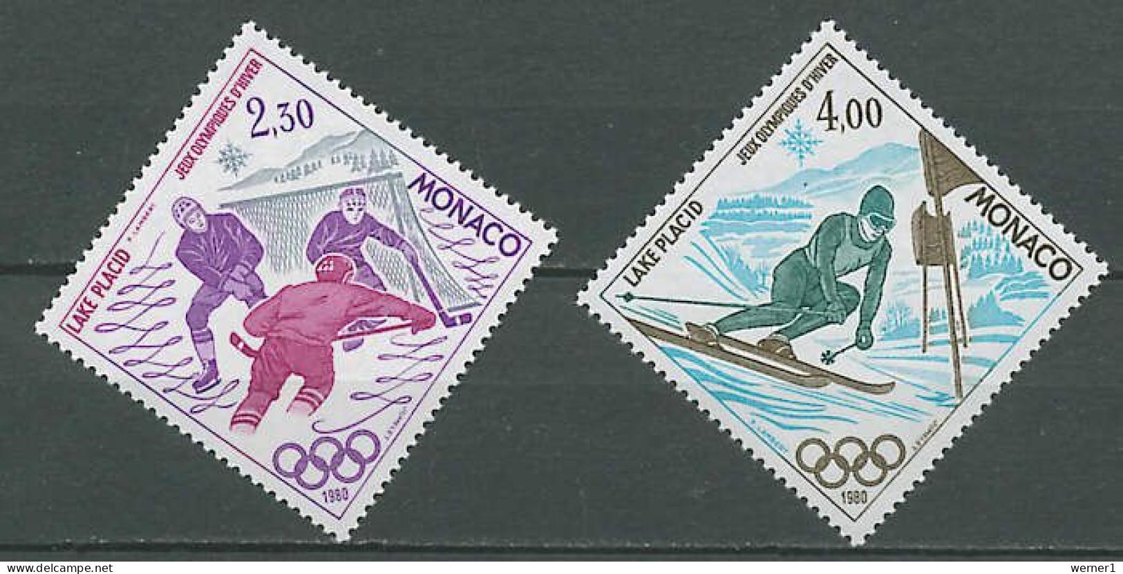 Monaco 1980 Olympic Games Lake Placid Set Of 2 MNH - Winter 1980: Lake Placid