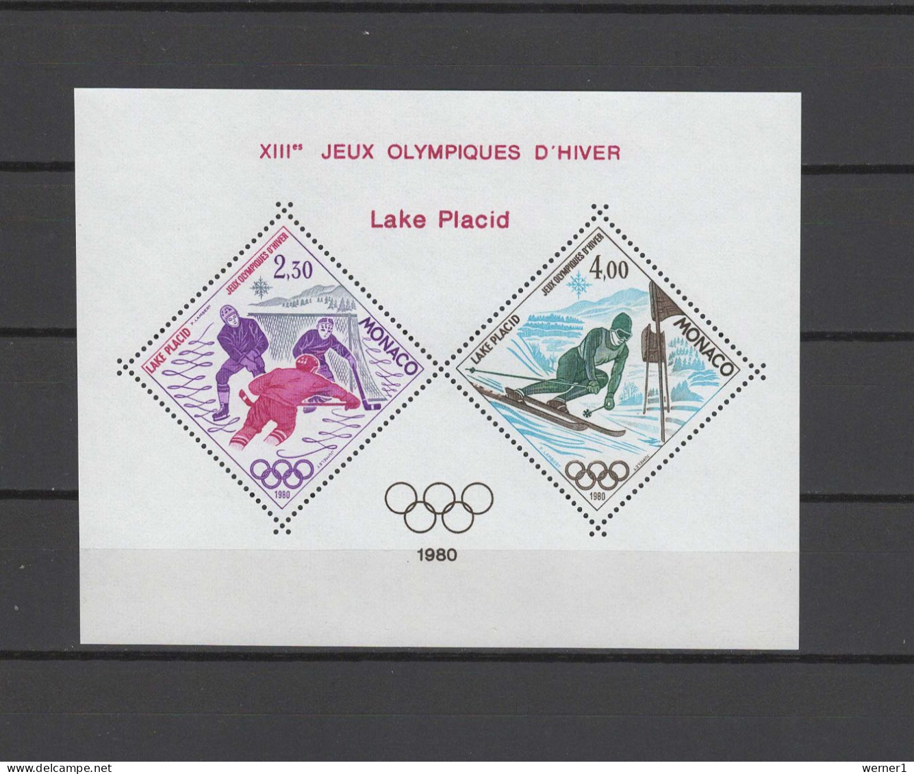 Monaco 1980 Olympic Games Lake Placid Special S/s MNH -scarce- - Winter 1980: Lake Placid