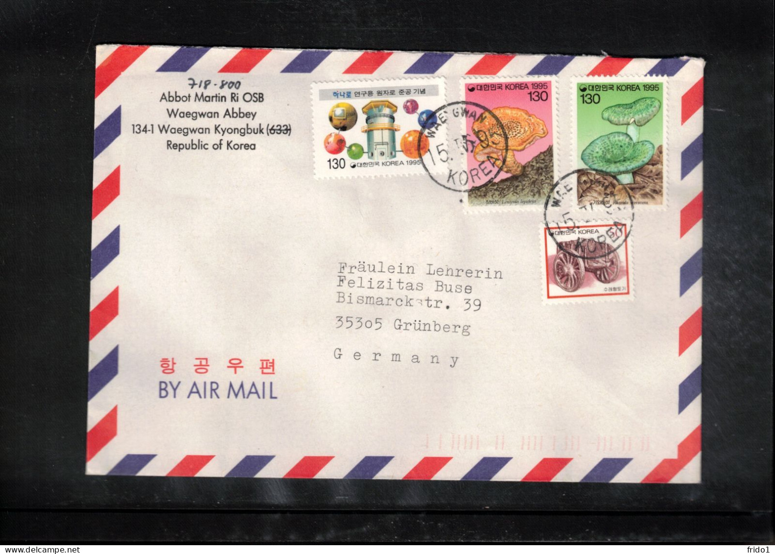 South Korea 1995 Mushrooms Interesting Airmail Letter - Corea Del Sur