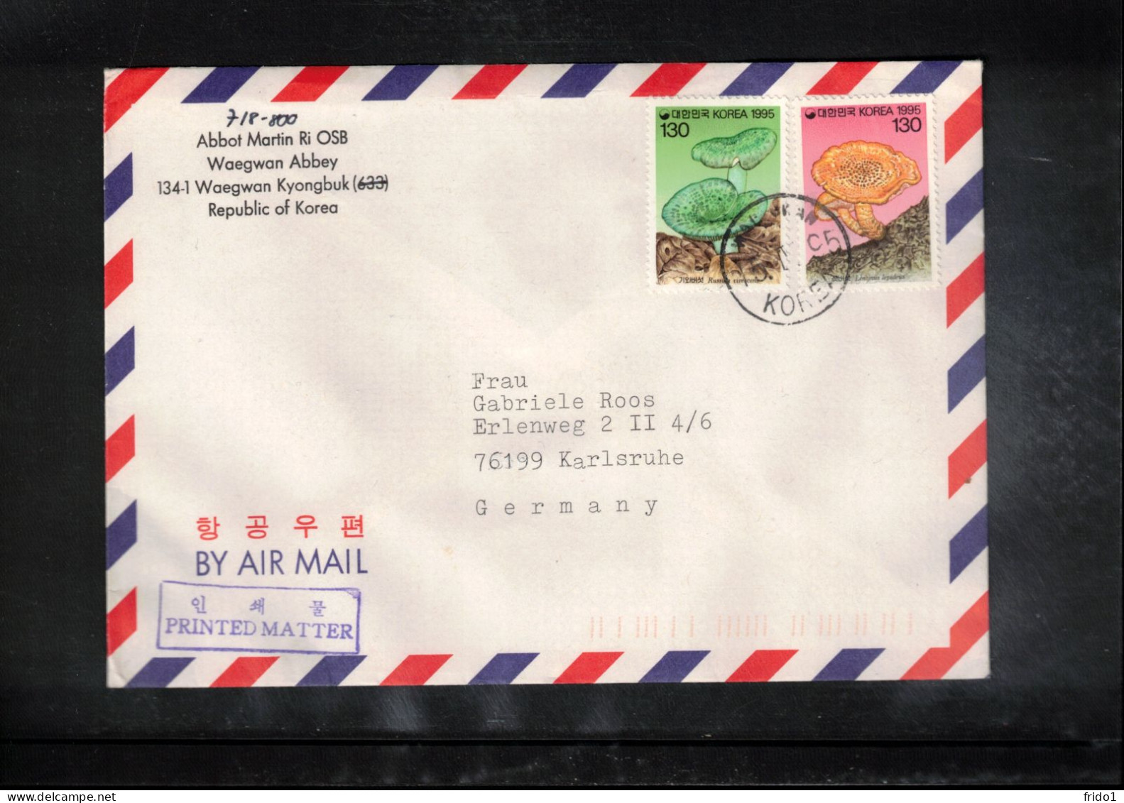 South Korea 1995 Mushrooms Interesting Airmail Letter - Corée Du Sud