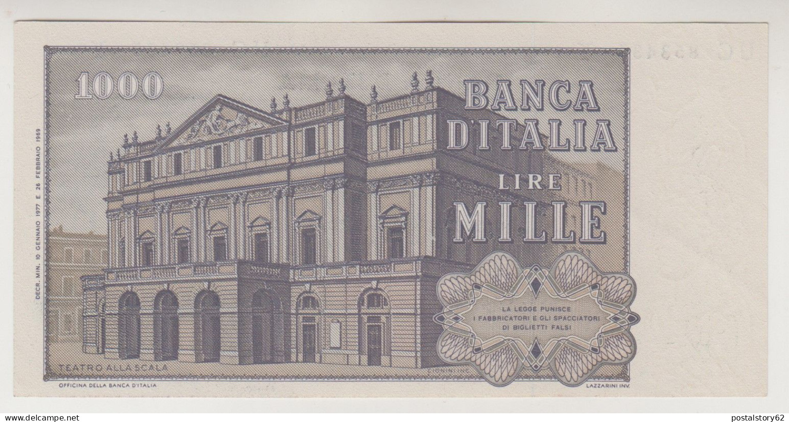 Rep. Italiana, - Banconota Lire 1000 Giuseppe Verdi - Dec. 10/01/1977 QFDS Fresca E Non Trattata - 1.000 Lire