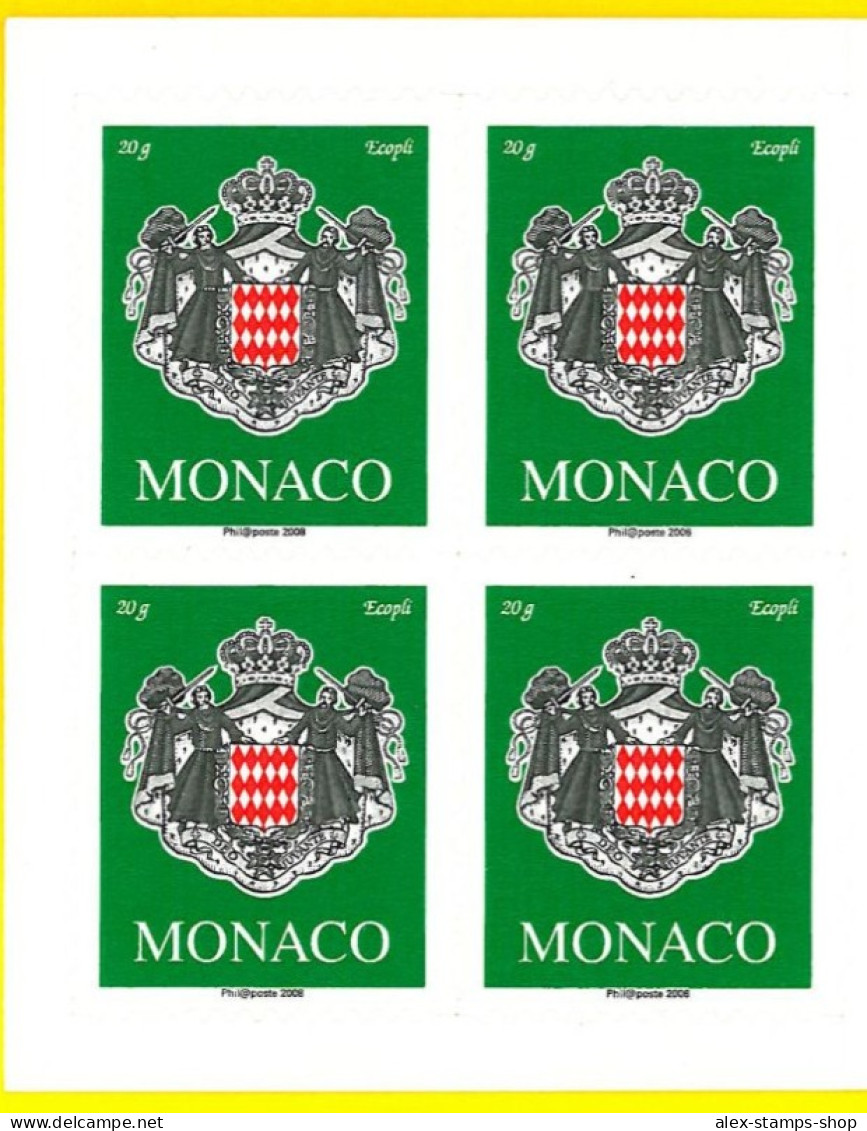 MONACO Booklet Green TVP PHIL@POSTE 2008 Stamp Booklet VERY RARE Yvert 2502 L14b - Carnets