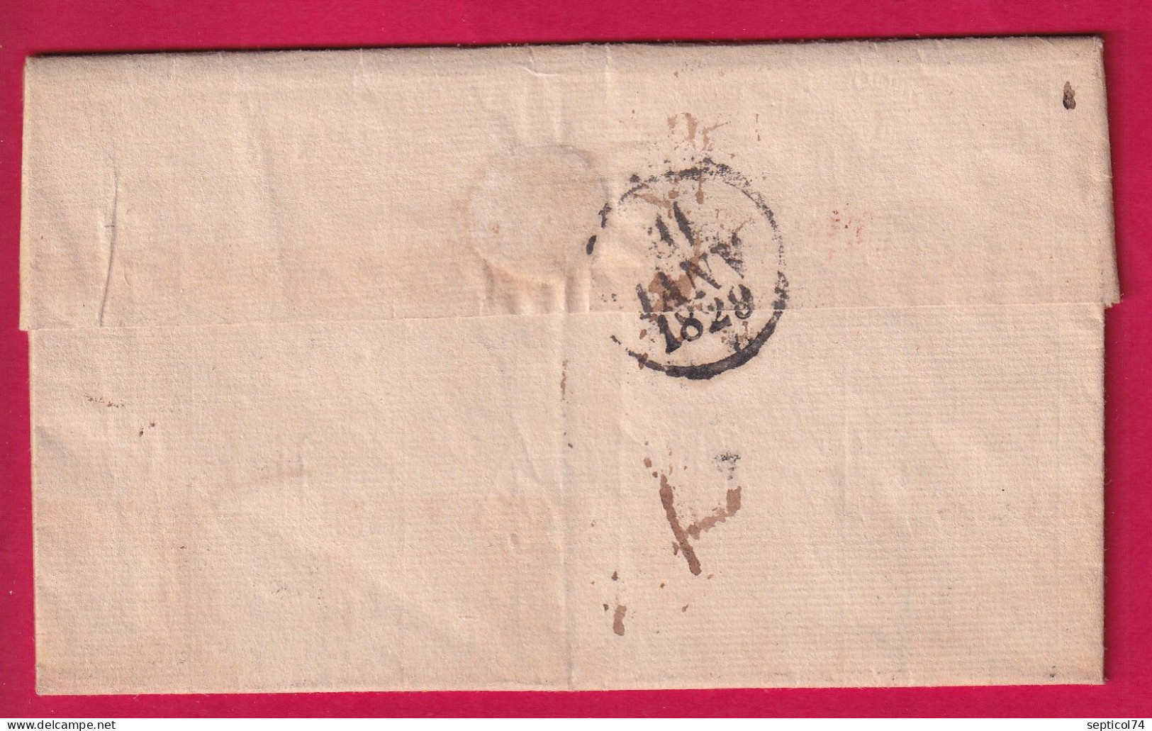 MARQUE 59 MORTREE ORNE + DATEUR A EN ROUGE 1829 POUR CHARTRES ERURE ET LOIR LETTRE - 1801-1848: Precursors XIX