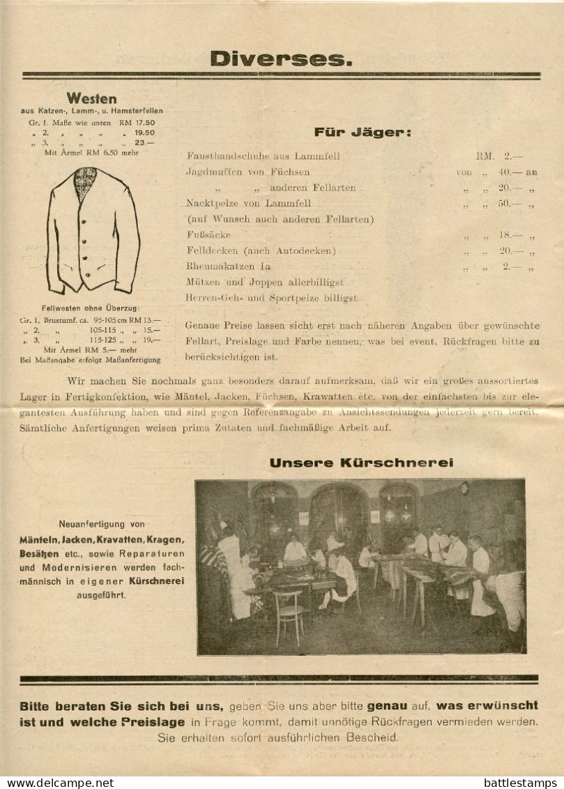 Germany 1935 Cover & Price List; Leipzig - Rabinowicz & Co., Rauchwaren - Kommission to Schiplage; 3pf. Hindenburg