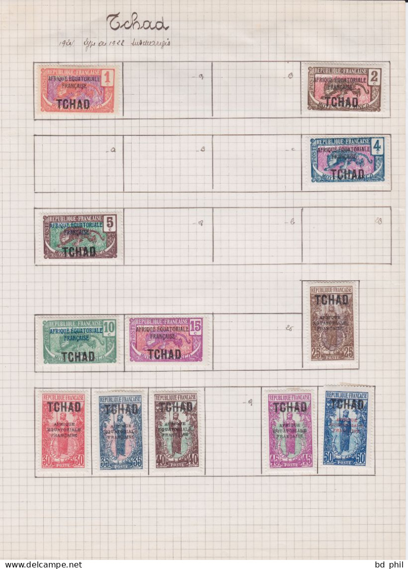 Lot 23 Timbres Tchad 1924 1925 1926 Neuf Et Oblitéré Avec Charnière - Sonstige & Ohne Zuordnung