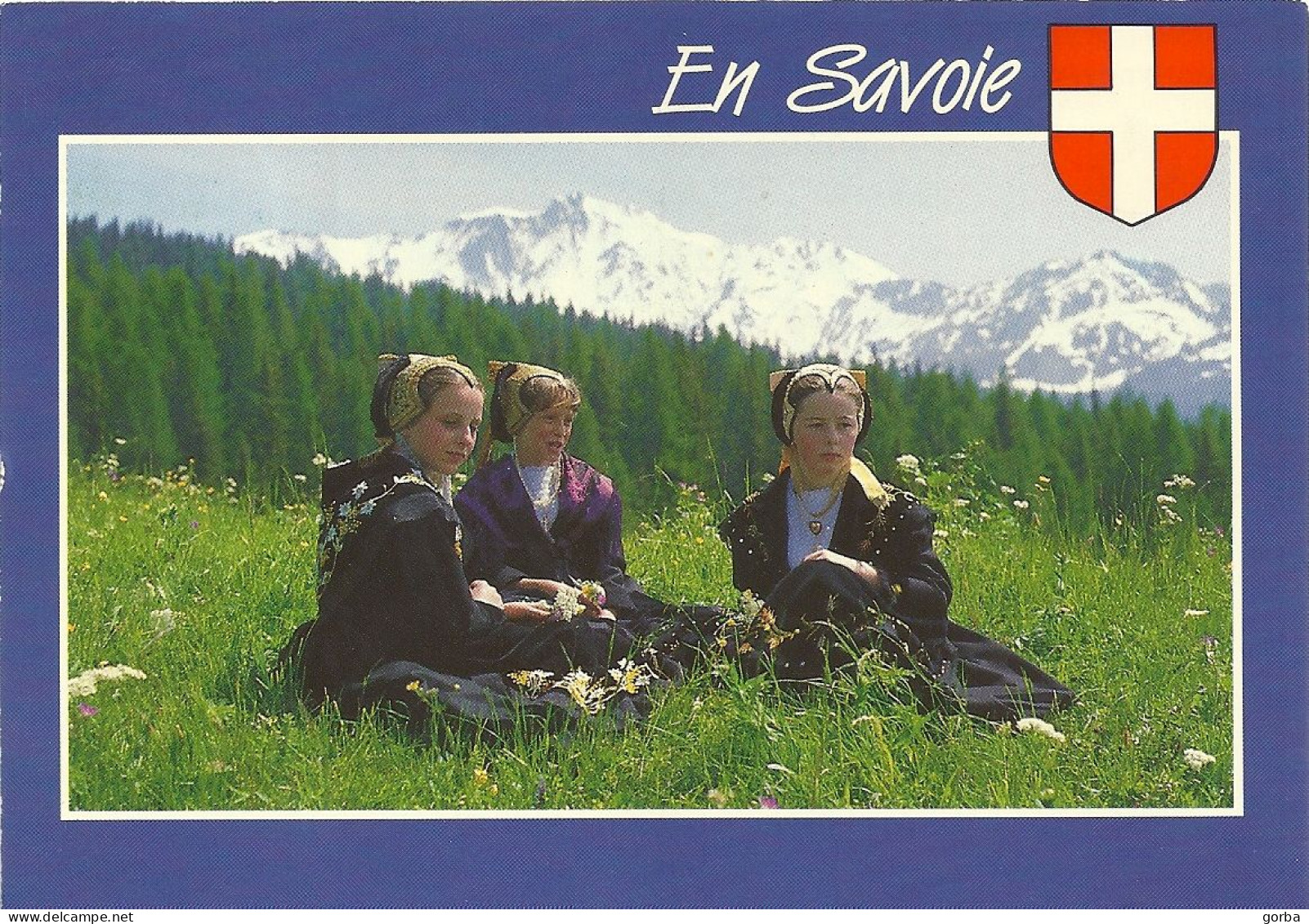 *CPM - Images De Savoie - Sandrine, Sandra Et Bénédicte Du Groupe Folklorique De LANDRY (73) "Les Cordettes) - Kostums