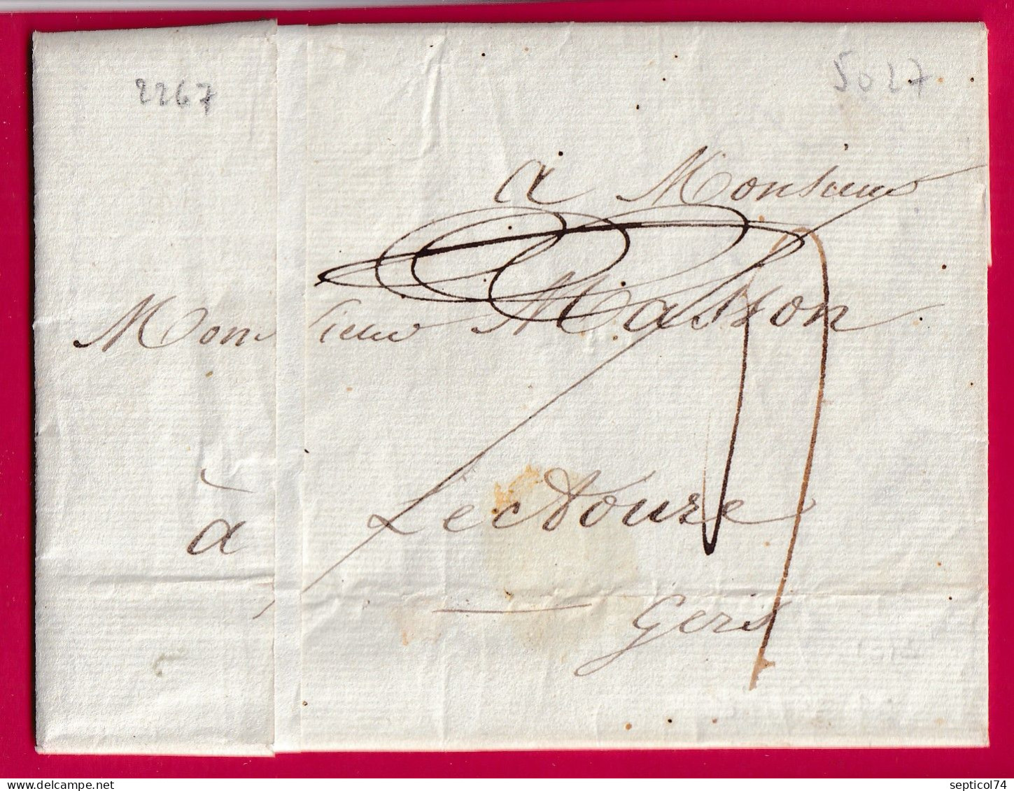 DEBOURSE DEB 45 FUMEL LOT ET GARONNE INDICE 20 1820 LETTRE - 1801-1848: Voorlopers XIX