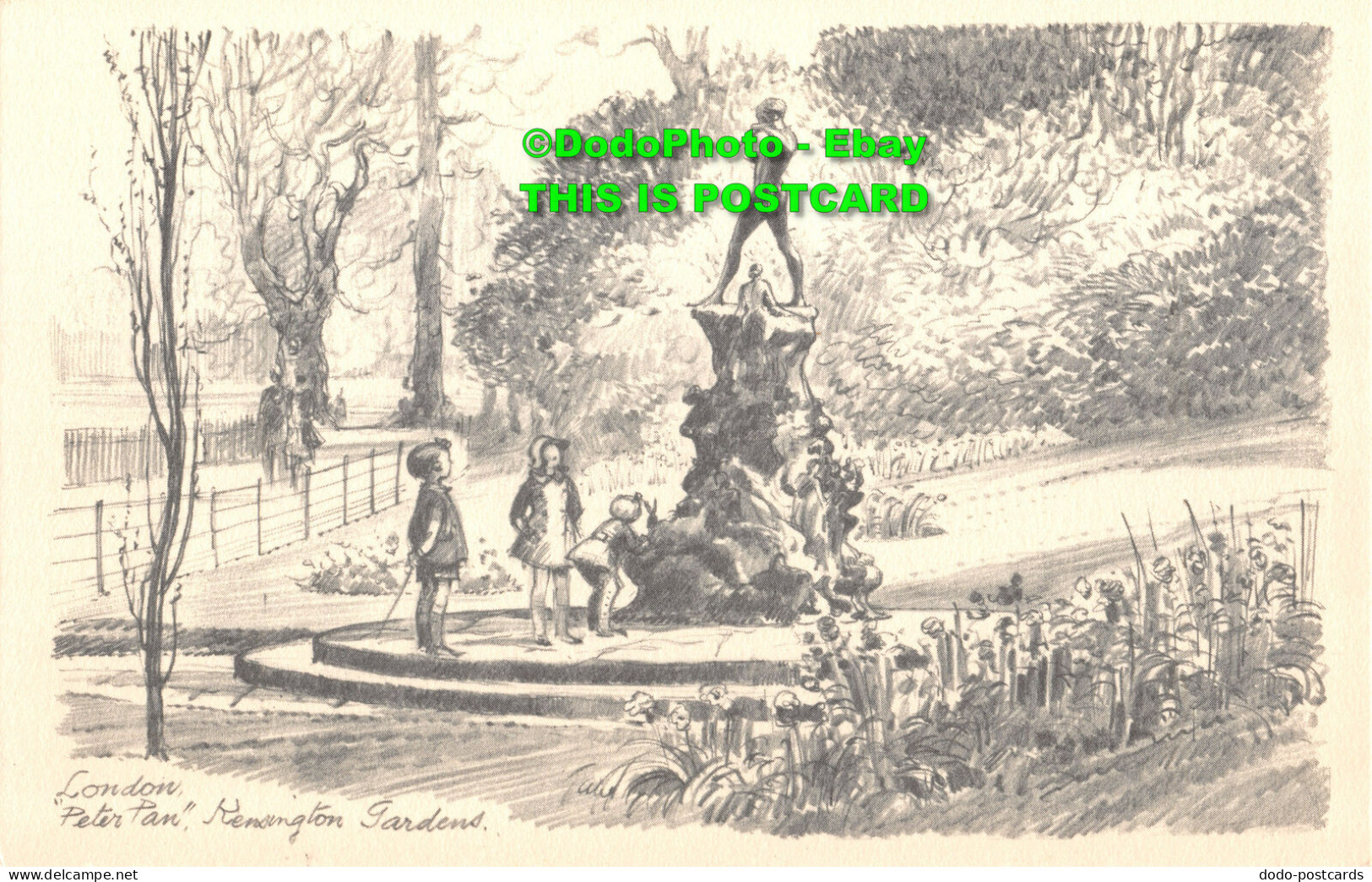 R344863 London. Peter Pan Remington Gardens. Pencil Sketch Reproduction - Sonstige & Ohne Zuordnung