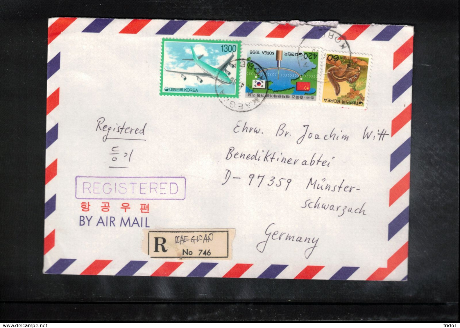 South Korea 1996 Interesting Airmail Registered Letter - Corée Du Sud