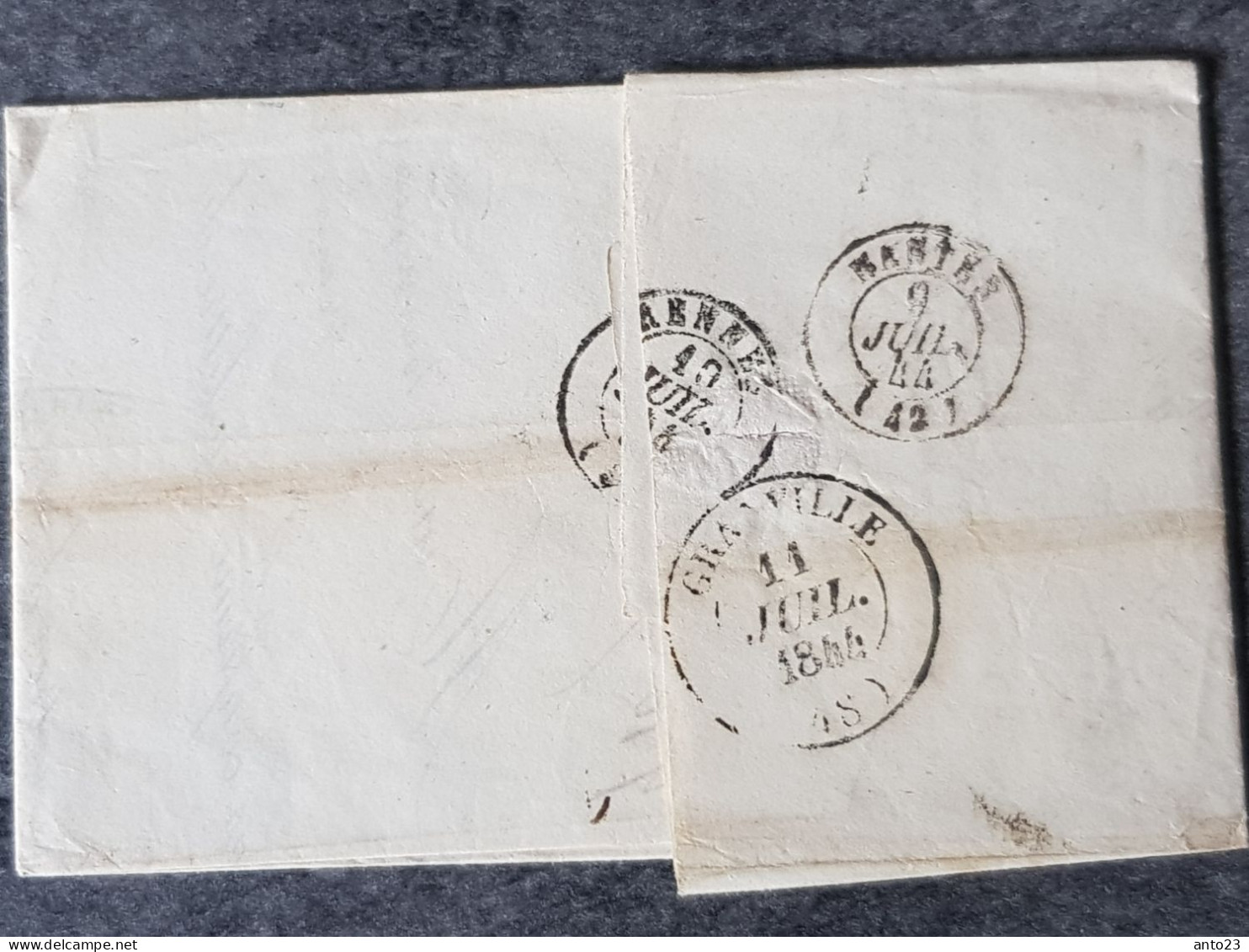 1844 Lettre Marque Postale  Pour Granville  Taxe Manuel - 1801-1848: Précurseurs XIX