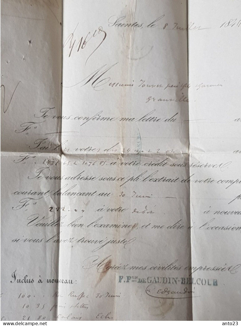 1844 Lettre Marque Postale  Pour Granville  Taxe Manuel - 1801-1848: Précurseurs XIX