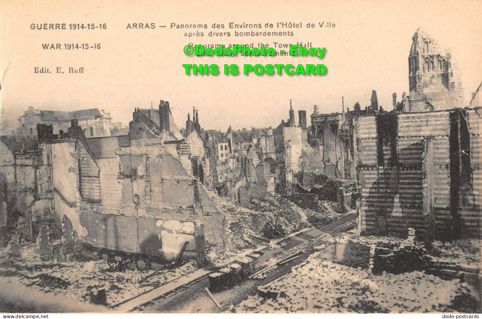 R344878 Guerre. Arras. Panorama Around The Town Hall After Many Bombardments. Wa - Monde