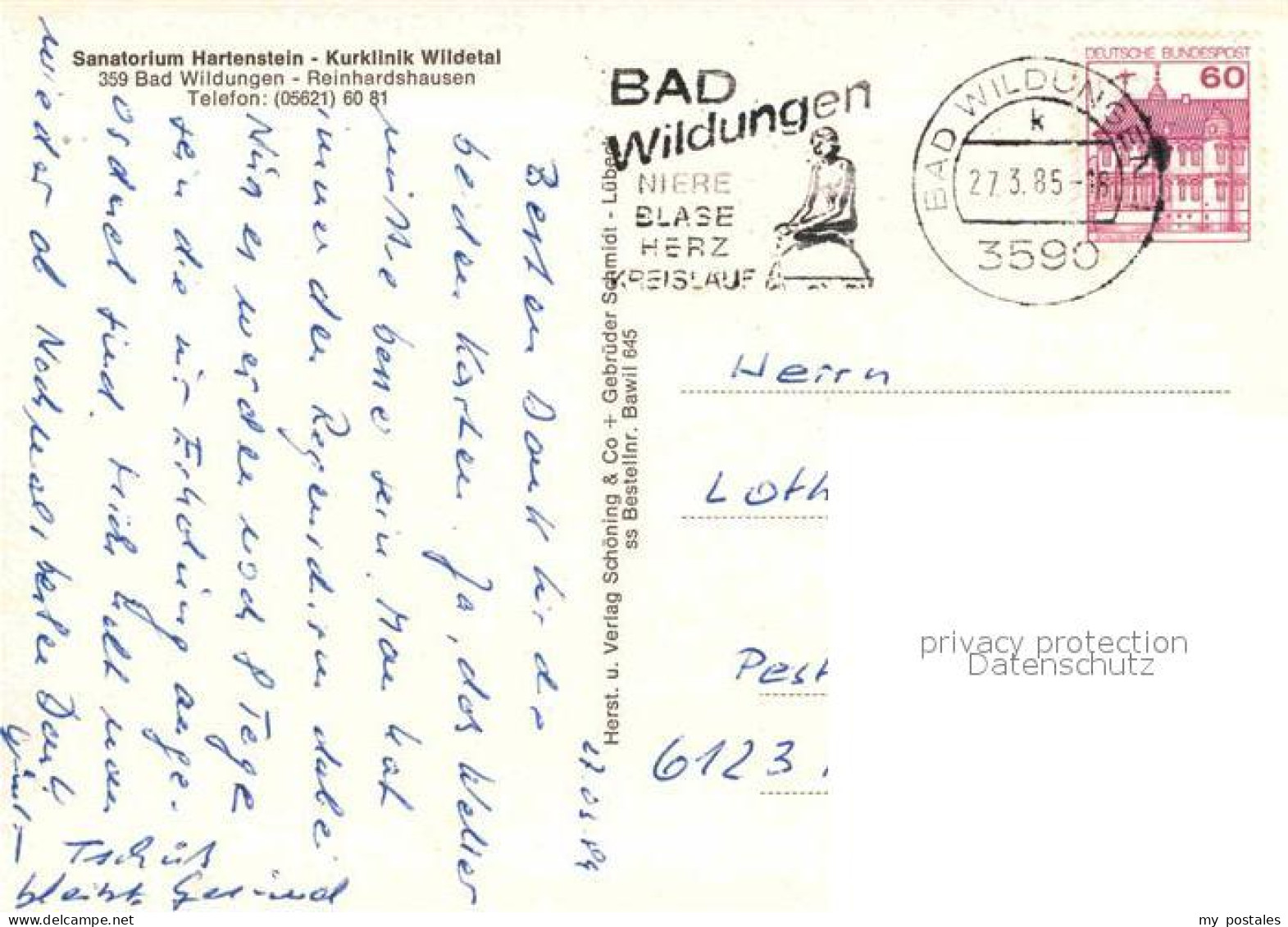 72825802 Bad Wildungen Sanatorium Hartenstein Kurklinik Wildetal Albertshausen - Bad Wildungen