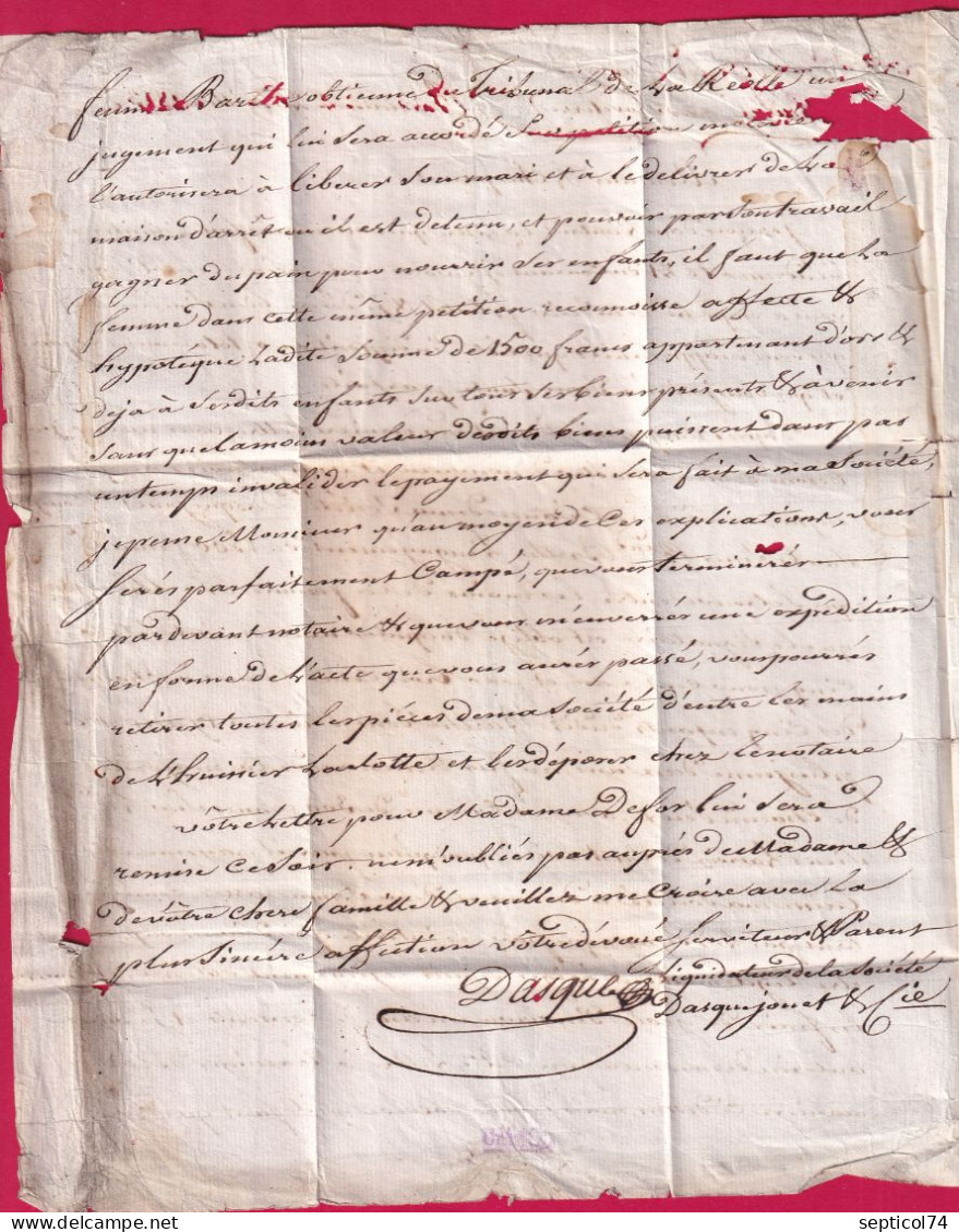 DEBOURSE 45 CLAIRAC LOT ET GARONNE 1813 INDICE 20 DEPART BORDEAUX REEP LA REOLE GIRONDE LETTRE - 1801-1848: Precursores XIX