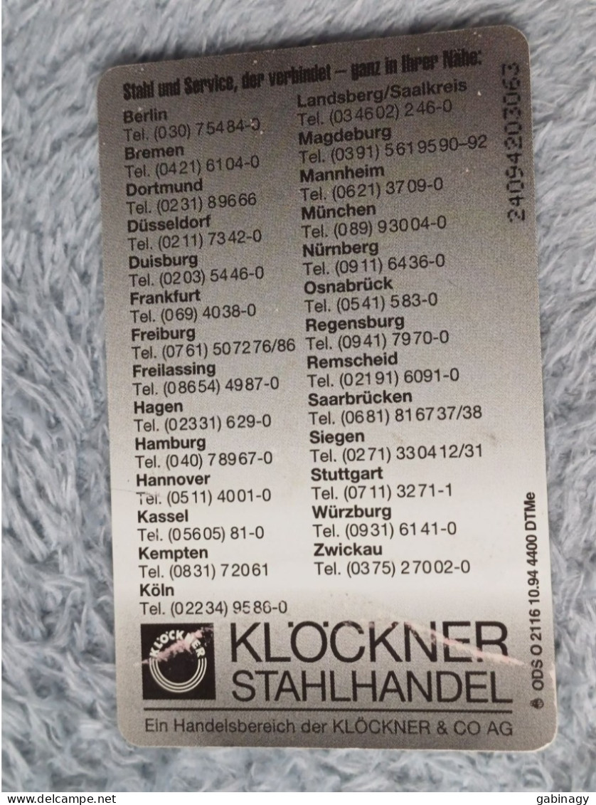 GERMANY-1184 - O 2116 - Klöckner Stahlhandel 2 - 4.400ex. - O-Series : Series Clientes Excluidos Servicio De Colección