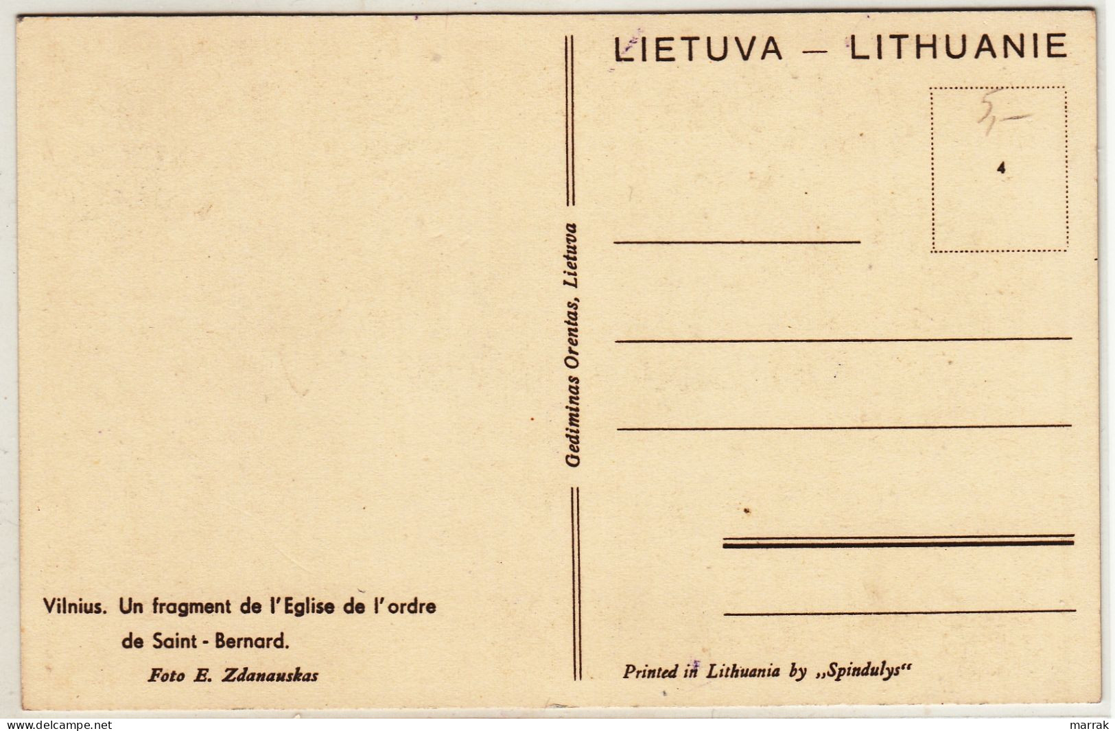Vilnius, Bernardinų Bažnyčios Fragmentas, Apie 1940 M. Atvirukas - Lithuania