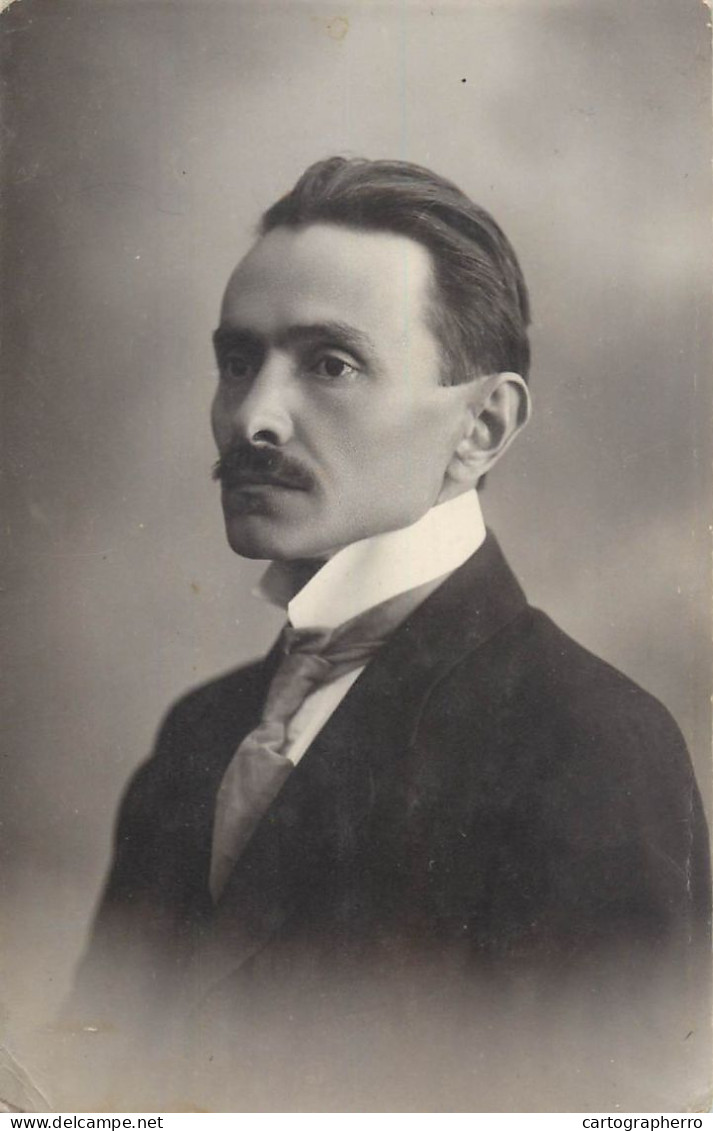 Souvenir Photo Postcard Elegant Man Haircut Moustache 1919 - Photographie