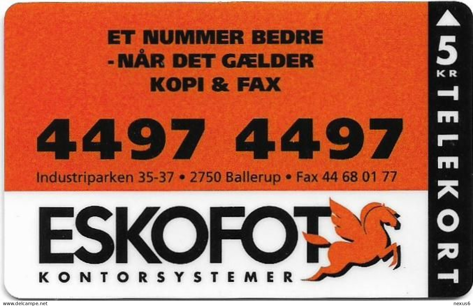 Denmark - KTAS - Eskofot 4497 4497 - TDKP066 - 02.1994, 5kr, 1.600ex, Used - Denemarken