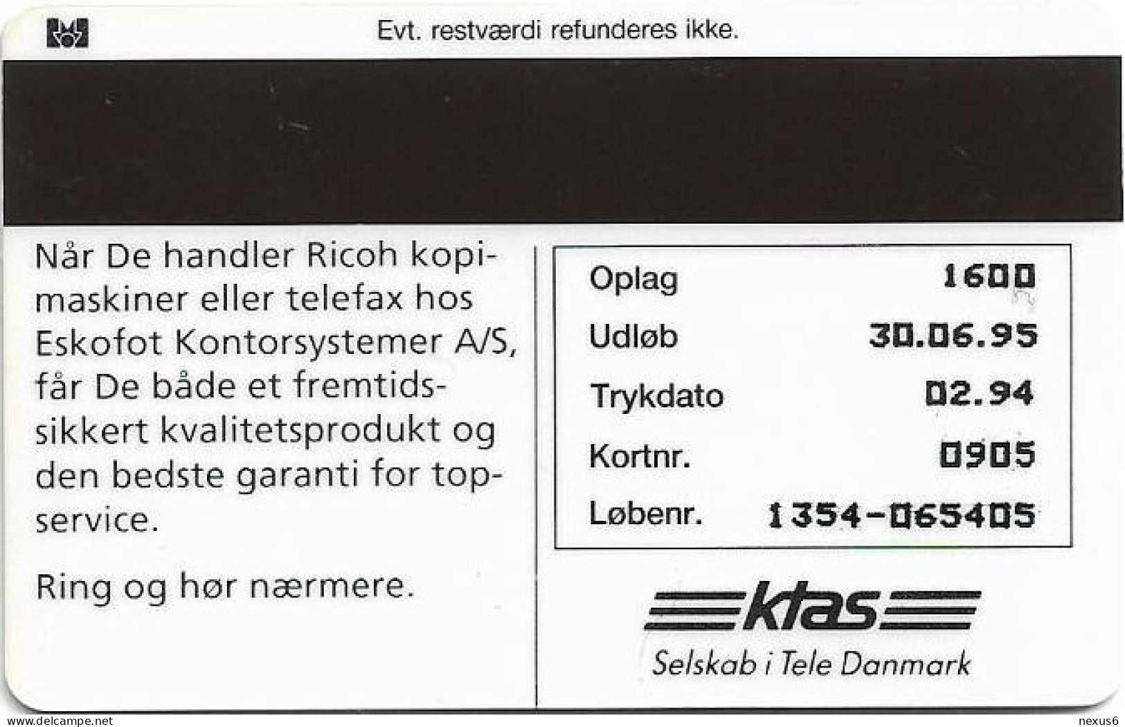 Denmark - KTAS - Eskofot 4497 4497 - TDKP066 - 02.1994, 5kr, 1.600ex, Used - Dänemark