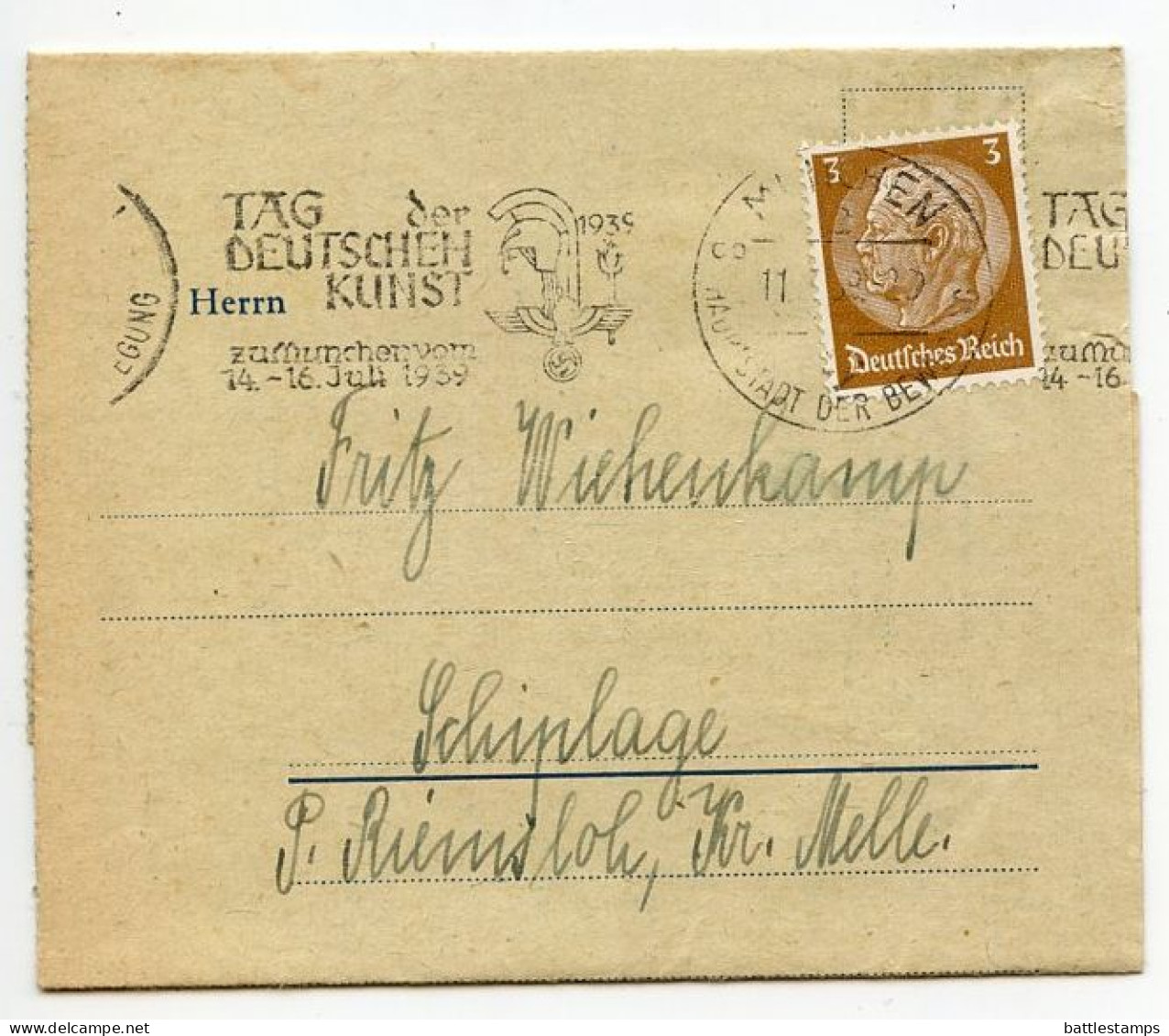 Germany 1939 Folded Zahlkarte & Invoice; München, Der Deutscher Pelztierzüchter; 3pf. Hindenburg; Art Day Slogan Cancel - Briefe U. Dokumente