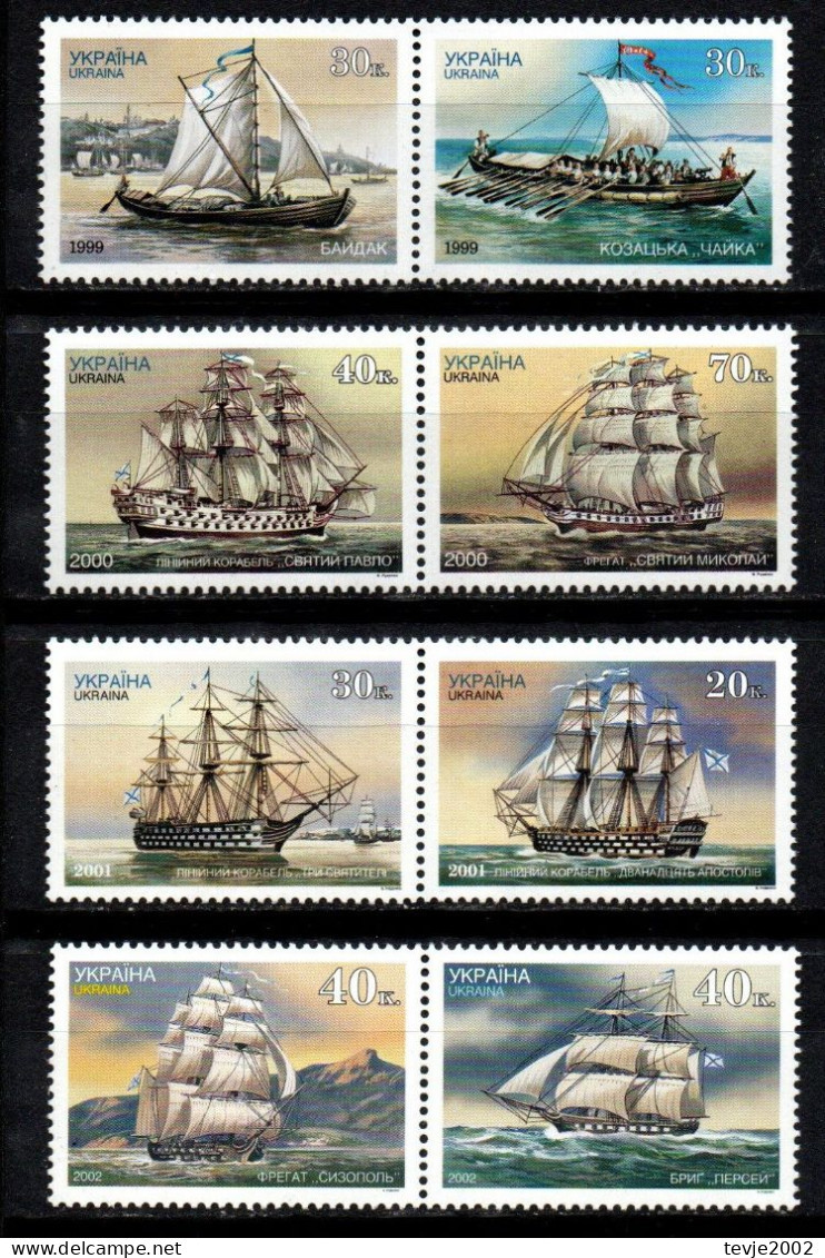 Ukraine 1999-2002 - Lot - Postfrisch MNH - Segelschiffe Sailing Ships - Barcos