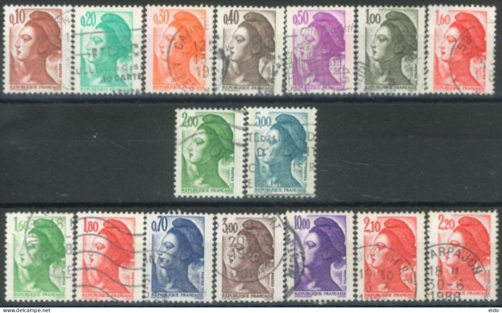 FRANCE -1982/85 - LIBERTY STAMPS SET OF 16, USED - Usati