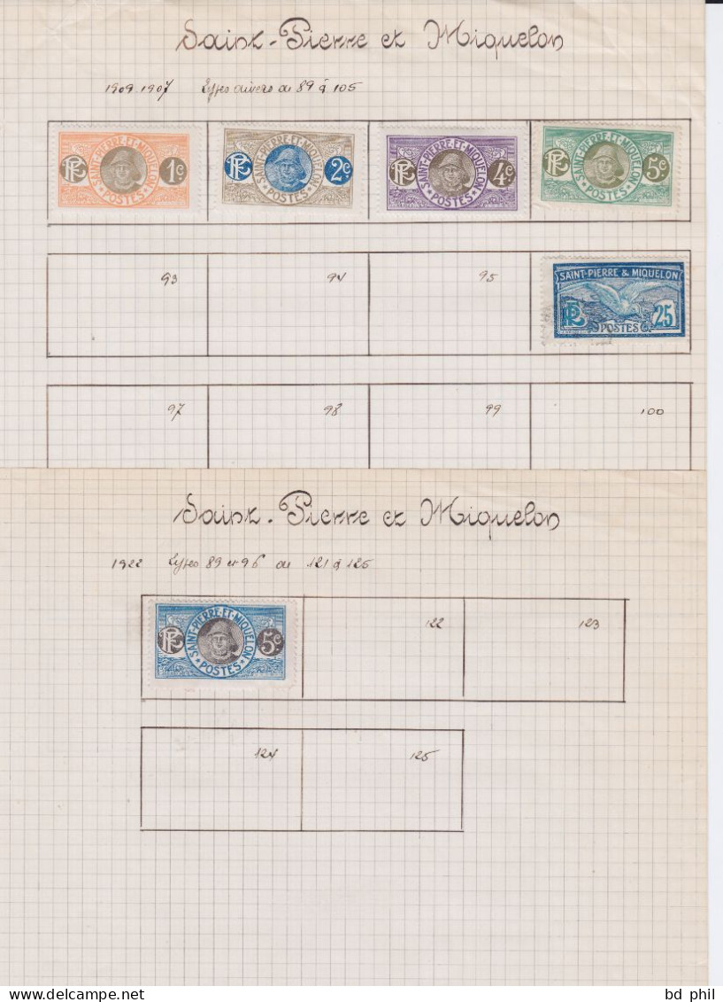 Lot 58 Timbres Saint Pierre Et Miquelon 1909 1922 1933 1937 1938 1939 Neuf Et Oblitéré Avec Charnière - Autres & Non Classés